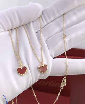Collier en forme de coeur de l'or 18K de cadeaux de jeunes dames avec la cornaline