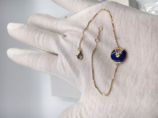 Chaîne colorée enchantante d'or de carat du collier 18k d'or de carat du lapis lazuli 18