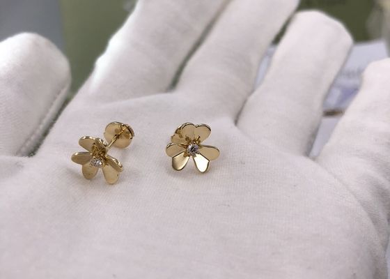 Boucles d'oreille uniques d'or de Luster Diamond 18K avec le pétale en forme de coeur