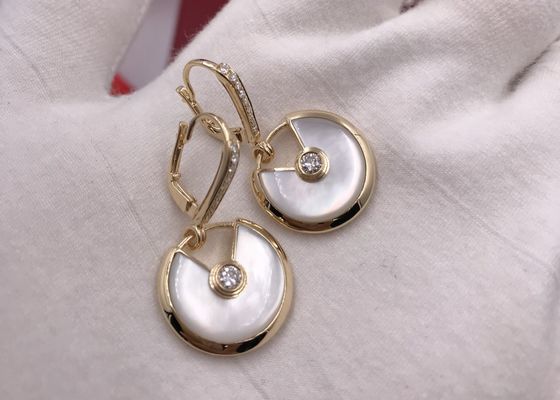 Nacre blanche classique Amulette De Cartier Earrings élégante